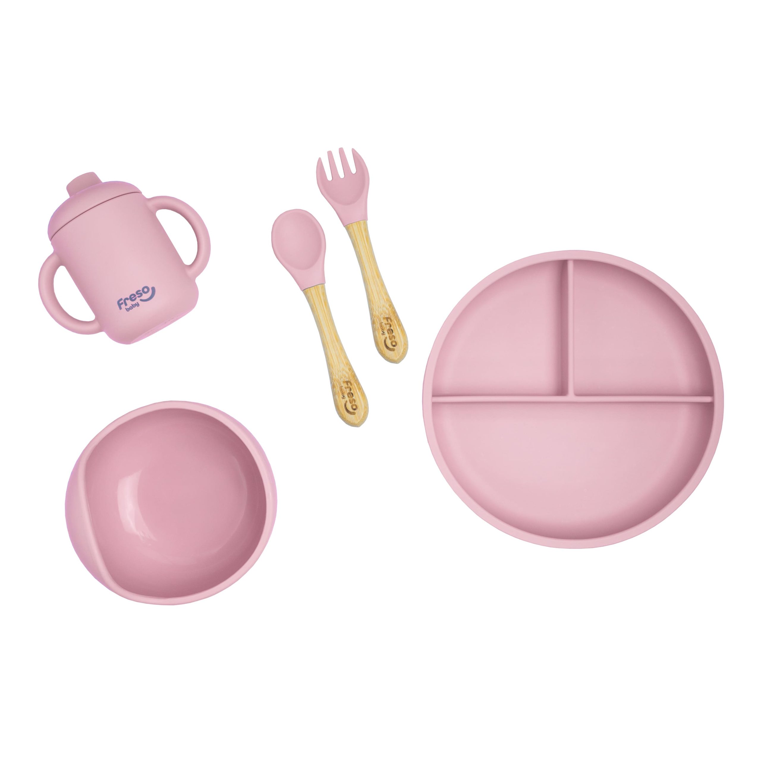 kit-introducao-alimentar-bebe-silicone-talheres-bambu-freso-baby-rosa