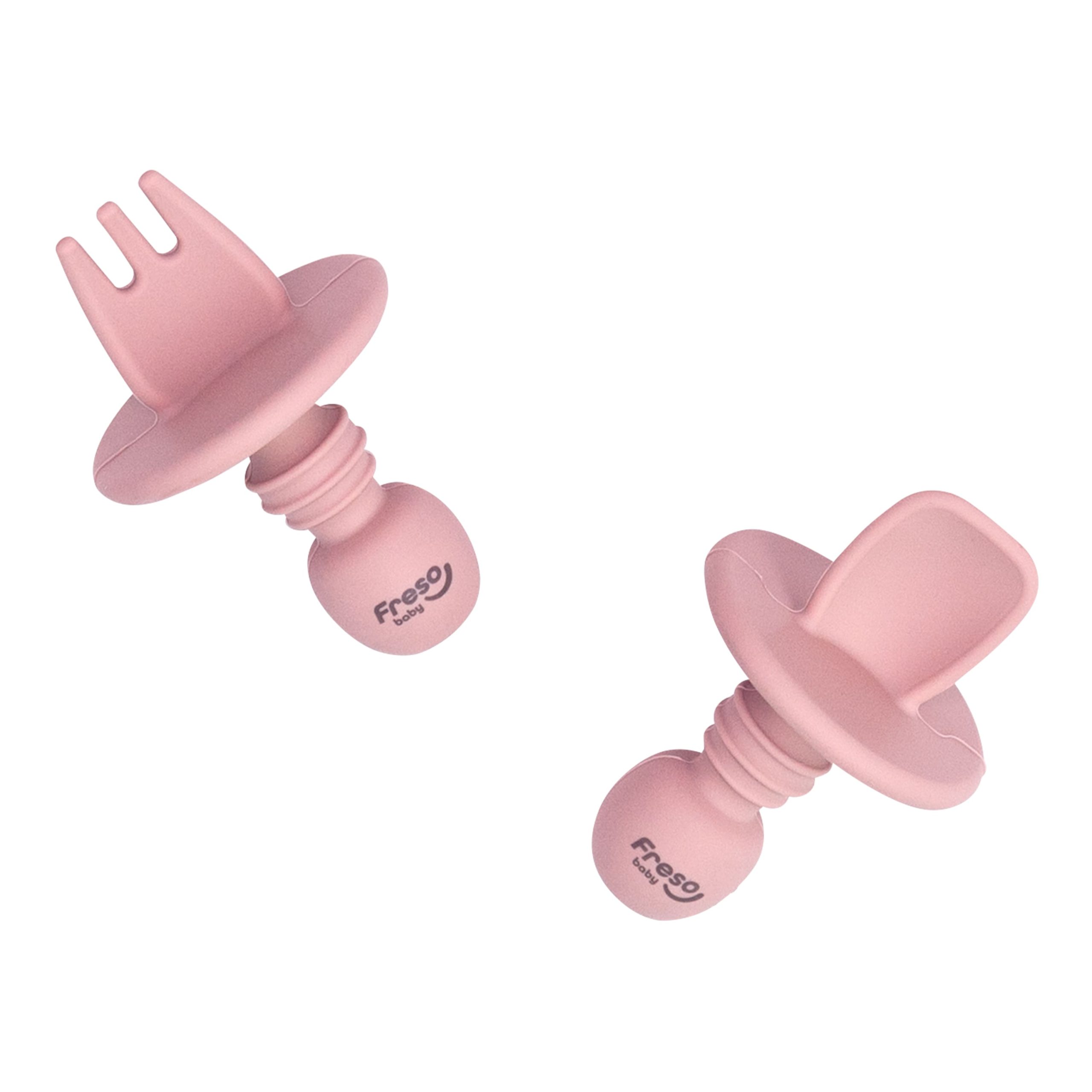 kit-talher-treinamento-bebe-introducao-alimentar-colher-garfo-silicone-freso-baby-rosa